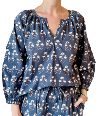 Pink Chicken Ava Top, Navy Strawflower