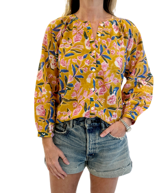 Bell Courtney Top, Mustard Pink Floral