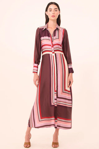 Misa Herminia Dress, Chocolate Geo Stripe