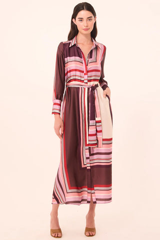 Misa Herminia Dress, Chocolate Geo Stripe