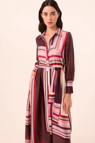 Misa Herminia Dress, Chocolate Geo Stripe