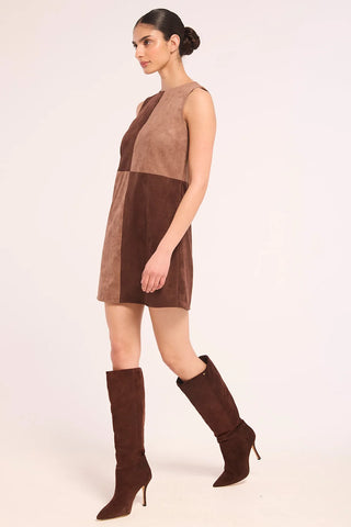 Misa Sigrid Dress, Faux Suede Mix