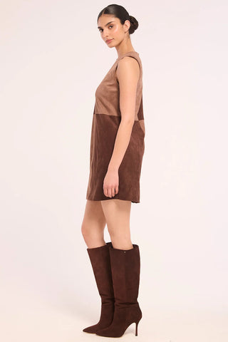 Misa Sigrid Dress, Faux Suede Mix
