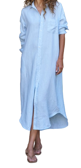 Frank & Eileen One-Size Button-Up Dress, French Blue Linen
