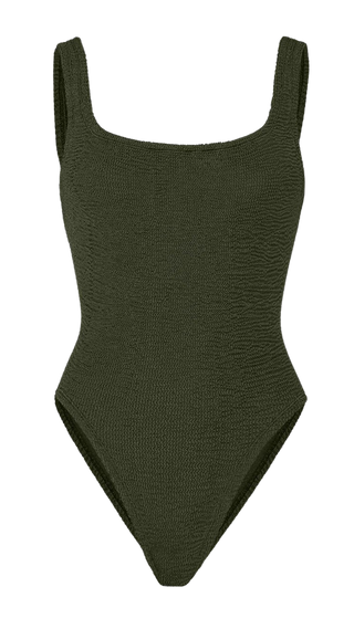 Hunza G Square Neck Swimsuit, Metallic Khaki