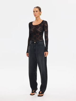 Kivari Bonnie Lace Bodysuit, Black