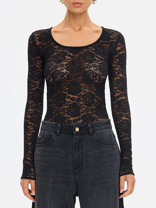 Kivari Bonnie Lace Bodysuit, Black
