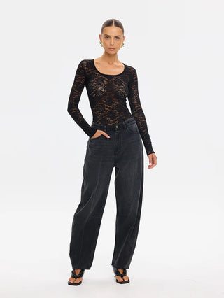 Kivari Bonnie Lace Bodysuit, Black