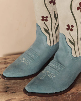 The Great x Stetson Cowboy Boot, Washed Indigo Floral