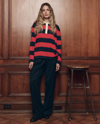 The Great The Academy Polo Sweater, Hot Red League Stripe