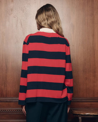 The Great The Academy Polo Sweater, Hot Red League Stripe