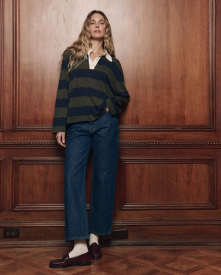 The Great The Academy Polo Sweater, Army League Stripe
