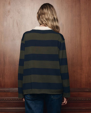 The Great The Academy Polo Sweater, Army League Stripe