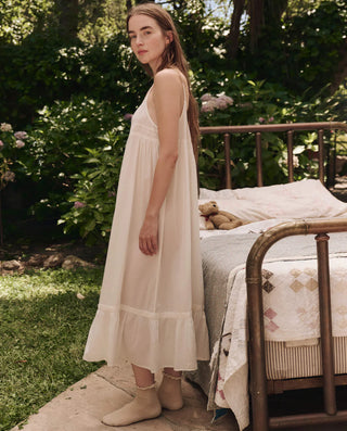 The Great The Eyelet Ruffle Tank Night Dress, True White