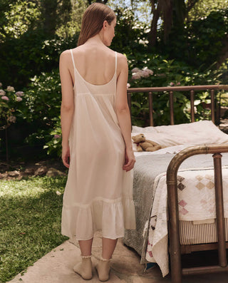 The Great The Eyelet Ruffle Tank Night Dress, True White