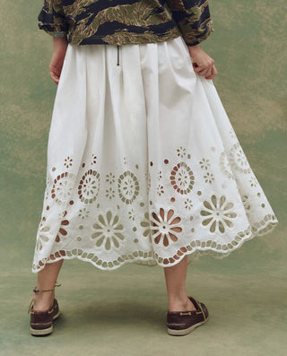 The Great The Super Bloom Eyelet Skirt, White