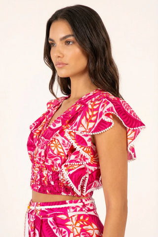 Poupette St Barth Pearl Top, Pink Holy Snake