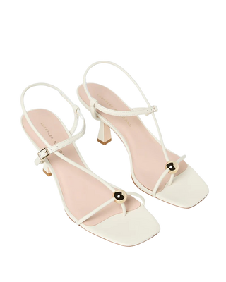 Loeffler Randall Triana Strappy Mid Heel Sandal, White Champagne