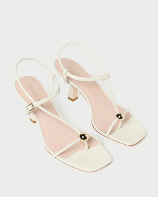 Loeffler Randall Triana Strappy Mid Heel Sandal, White Champagne
