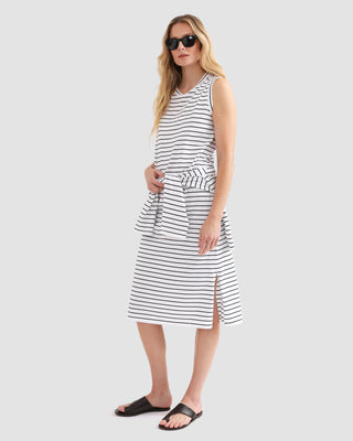 Kule The Tank Dress, White Navy Pinstripe