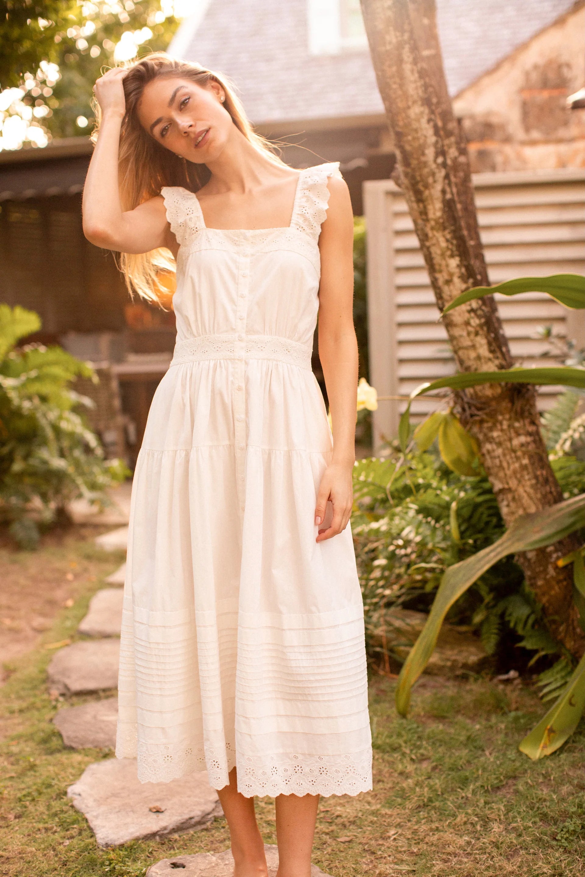 frida lace dress Frida Button Down Lace Dress