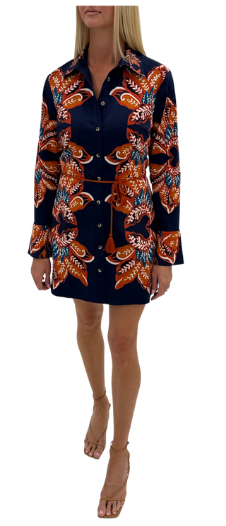 Anna Cate Avery Dress, Navy Leaf