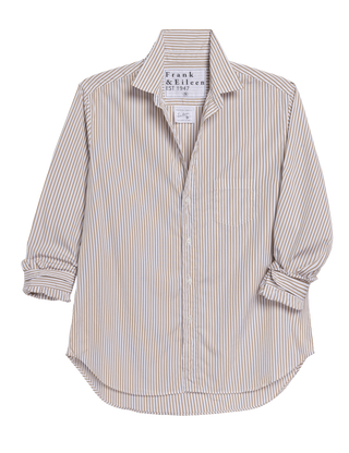 Frank & Eileen Relaxed Button-Up Shirt, Cream Vertical Stripe