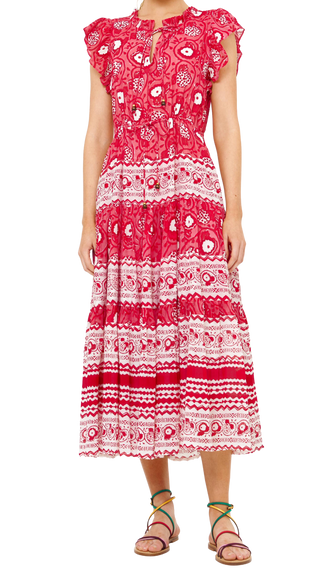 Oliphant Cinched Flirty Midi, Ambrosia Red