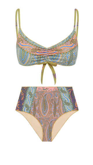BOTEH Lucent High Waist Bikini, Pastel Patchwork