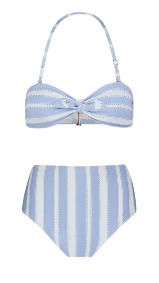 LemLem Ava Bandeau Top with Elsi High Waist Bottom Bikini, Debre Sky