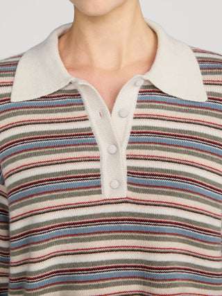 Frame The Quad Polo, Sky Blue Multi Stripe