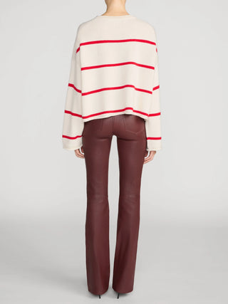 Frame The Rolled Hem Sweater, Cream Stripe
