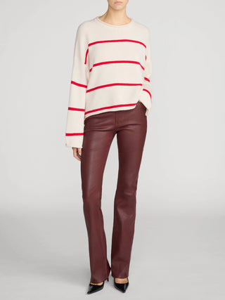 Frame The Rolled Hem Sweater, Cream Stripe