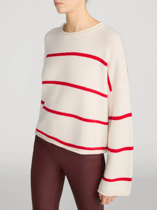 Frame The Rolled Hem Sweater, Cream Stripe