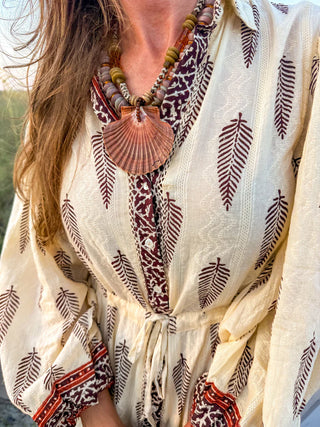 Twine & Twig Layered Shell Necklace, Brown