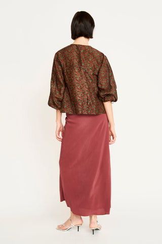 Mirth Santander Silk Skirt, Dark Cerise