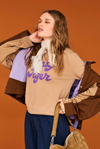Jumper 1234 Easy Tiger Crew, Sandstone Dog Violet