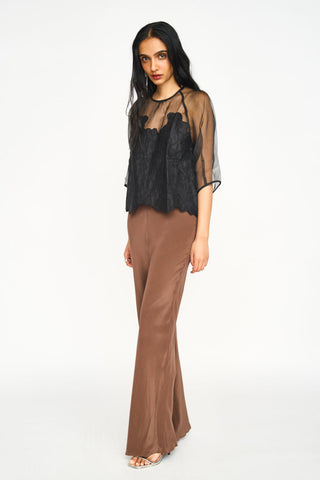 Mirth Bari Organza Top, Black Waterlily