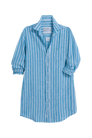 Frank & Eileen Classic Shirtdress, Turquoise White Stripe