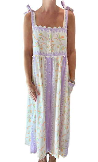 Juliet Dunn Tie Shoulder Dress, Birds of Paradise Lilac Multi