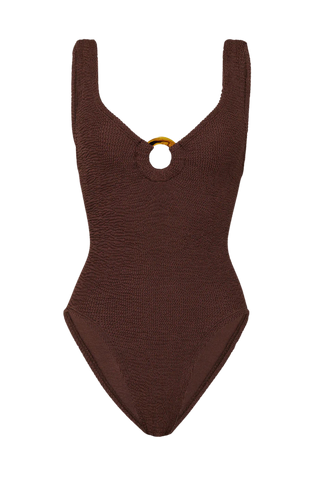 Hunza G Celine Swimsuit, Metallic Chocolate