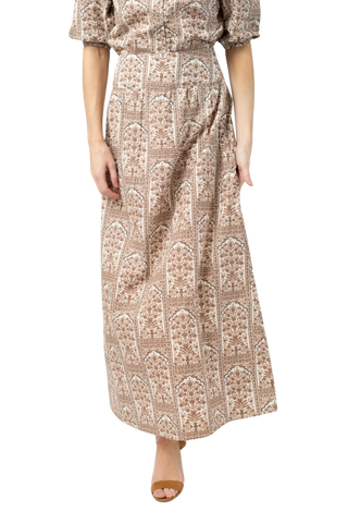 Beau & Ro Trellis Skirt, Brown Mughal Block