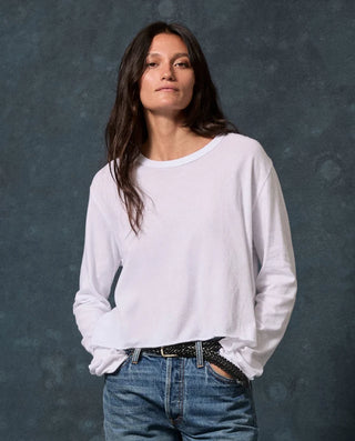 The Great The Long Sleeve Crop Tee, True White