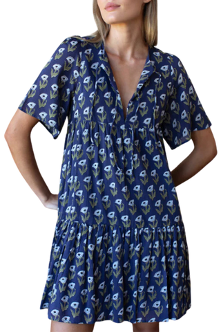 TS Love Tomas Isla Dress 2, Pressed Poppies Blue Indigo
