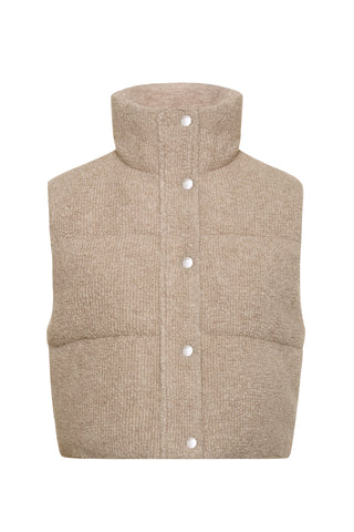 One Grey Day Teddy Puffer Vest, Biscuit