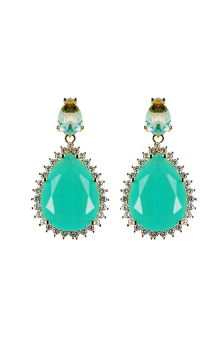 Diamond Drop Statement Earrings, Turquoise Aqua