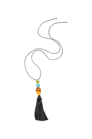 Jennifer Behr Izzie Tassel Necklace, Black
