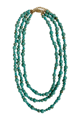 The Liv Triple Strand Beaded Necklace, Turquoise