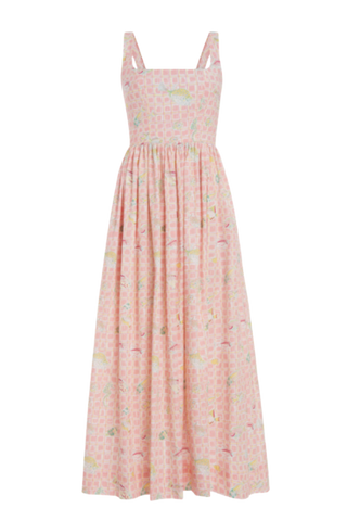 Coco Shop Scoop Neck Dress, Pink Fishing Net