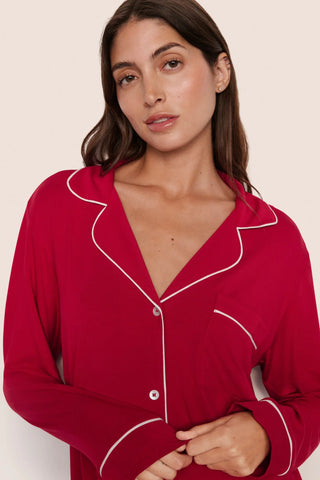 Eberjey Gisele Modal Long PJ Set, Holiday Red
